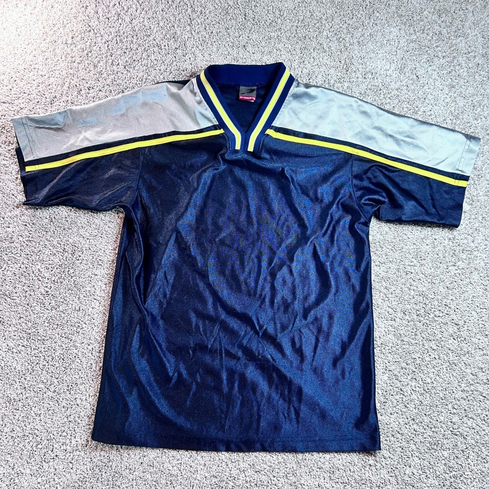 Prospirit Blue and Yellow Striped V-Neck Top